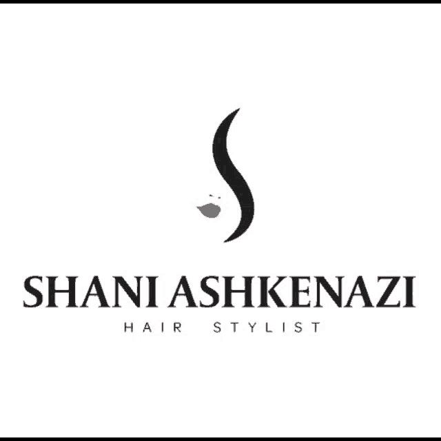 a logo for shani ashkenazi hair stylist with a woman 's face