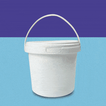 a white bucket of marshmallow fondant with a handle