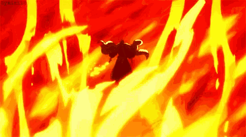 a silhouette of a person standing in front of a fire .