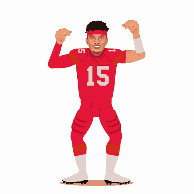 a football player with the number 15 on his jersey is dancing