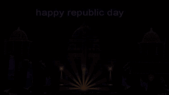 a picture of a building with the words happy republic day written on it