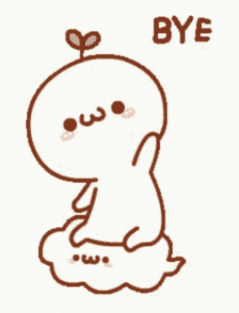 a cartoon character is sitting on a cloud with a plant growing out of its head .