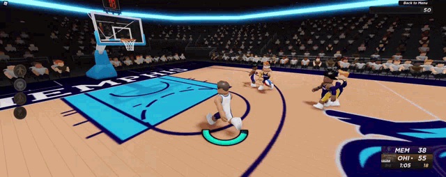 a video game shows a basketball game between memphis and memphis