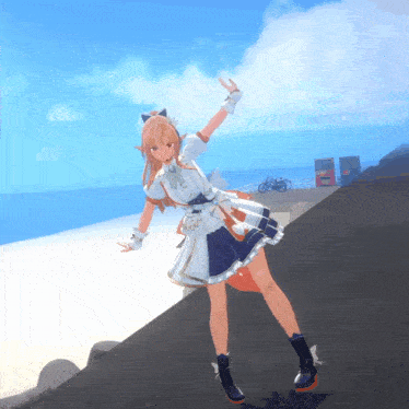 a girl in a dress is standing on a beach