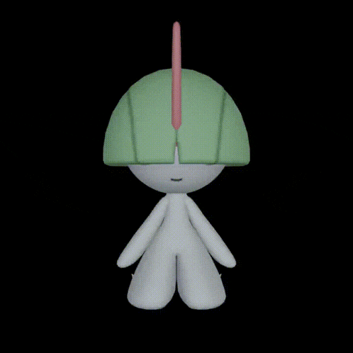 a cartoon character with a green hat with pink ears