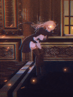 a girl in a black dress and thigh high boots is dancing