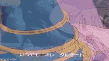 a cartoon of a girl with pink hair and a purple hat with a star on it