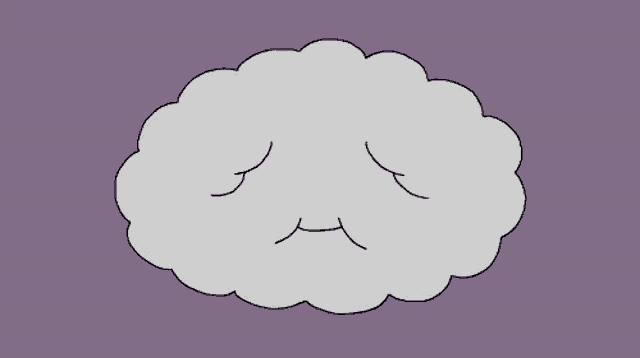 a cartoon drawing of a cloud with eyes closed