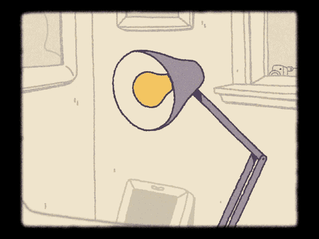a cartoon drawing of a lamp with a light bulb inside of it