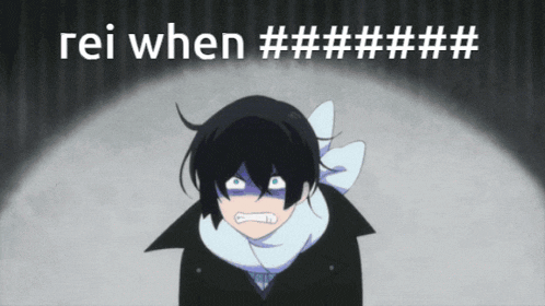 a picture of a boy with a scarf around his neck and the words rei when # # # # # # #