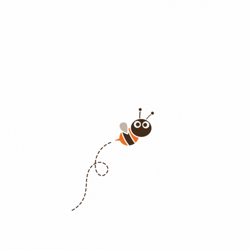 a cartoon drawing of a bee flying with a white background