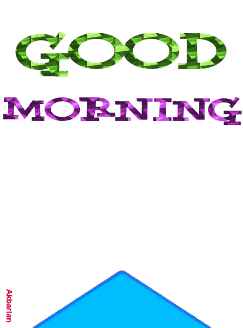 a blue envelope with hearts and the words good morning on it