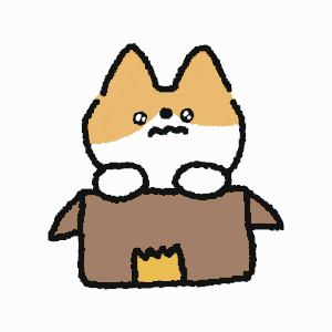 a cartoon cat is sitting in a cardboard box with a sad look on its face