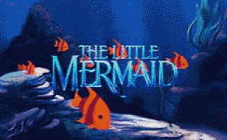 the little mermaid movie poster with fish and rocks in the background
