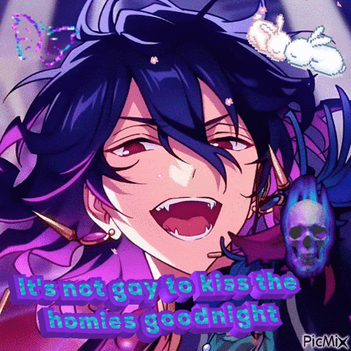 a picture of a vampire with the words " it 's not gay to kiss the homies goodnight " on it