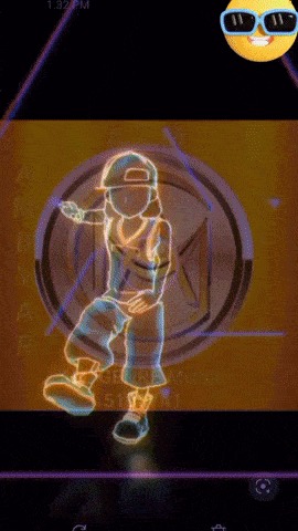 a video of a person dancing with a smiley face behind them
