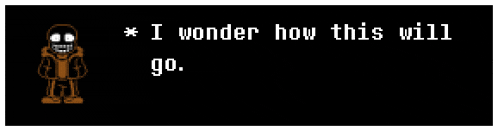 a black screen with a skull and the words i wonder how this will go .