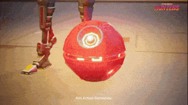 a video game advertisement for star wars hunters shows a red ball