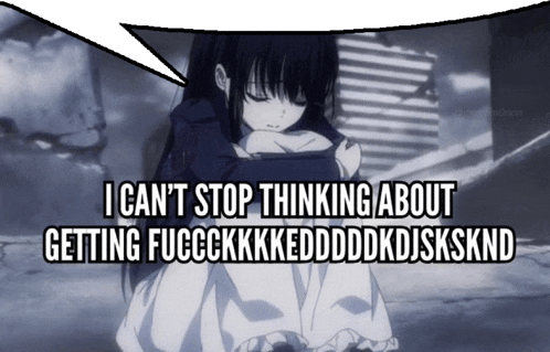 a girl with a speech bubble that says i can 't stop thinking about