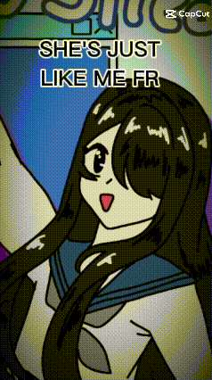 a cartoon of a girl with the words she 's just like me fr on the bottom