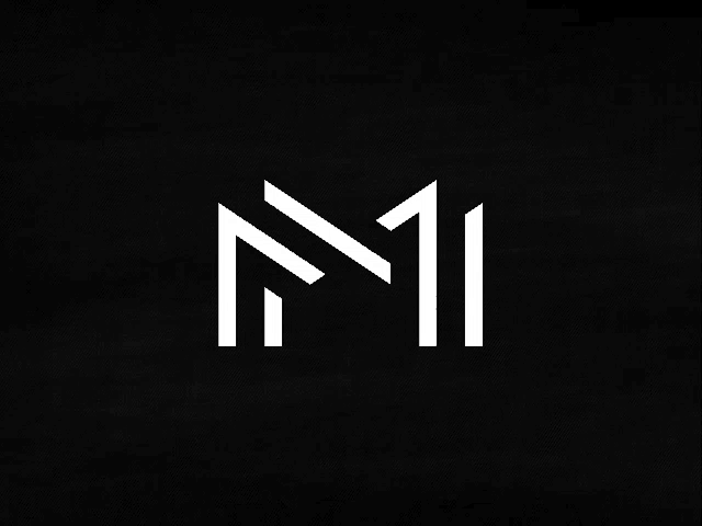 a black background with a white letter m
