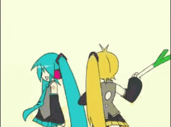 a cartoon of two anime girls standing next to each other on a white background