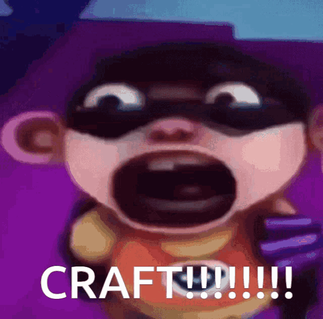 a cartoon character with the word craft written on it