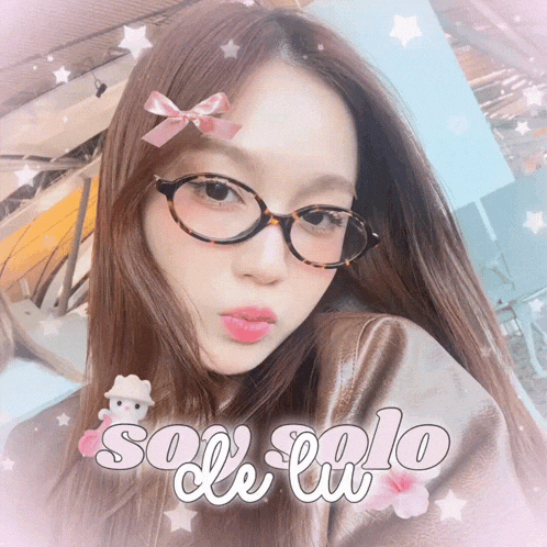 a picture of a girl with glasses and the name sole lu