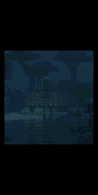 a minecraft scene with a tree in the middle of the water