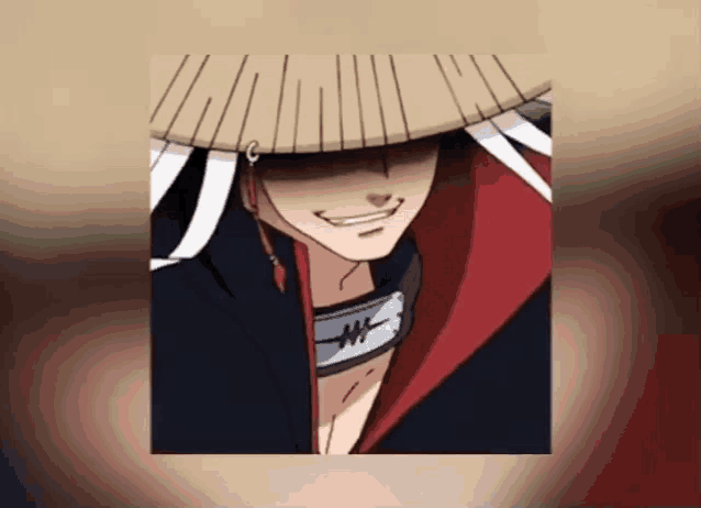 a man wearing a straw hat and a bandana with the letter w on it