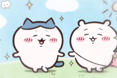 two cartoon characters are standing next to each other with ying written on the bottom right