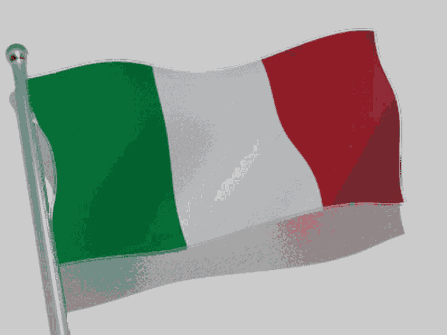 a green white and red flag is flying on a pole