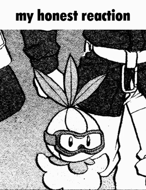 a black and white drawing of a plant with the words " my honest reaction " underneath it