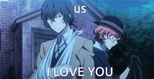 a man with a bandage on his arm stands next to another man who says " i love you "