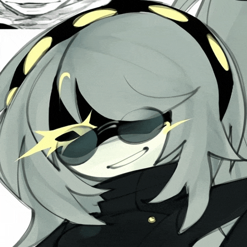 a drawing of a girl with sunglasses and a yellow star