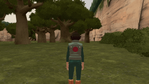 a person in a video game with a circle on their back