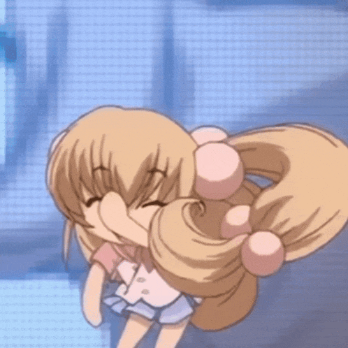 a cartoon girl with long blonde hair and a pink bow
