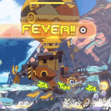 a cartoon drawing of a hot air balloon that says fever o