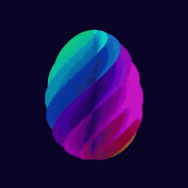a rainbow colored sphere is spinning on a black background .