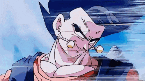 a close up of a cartoon character with a necklace around his neck and earrings .