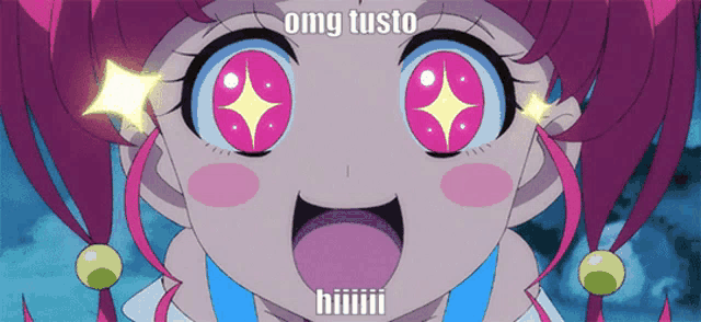 a close up of a girl 's face with a caption that says omg usto hiiiiii