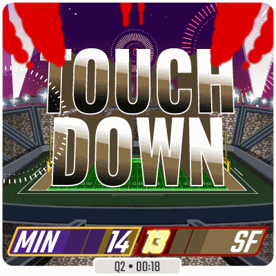 an advertisement for touch down shows a football field