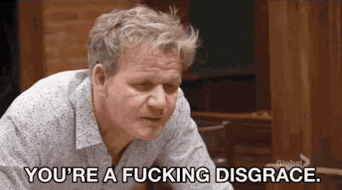 a man is saying `` you 're a fucking disgrace '' .