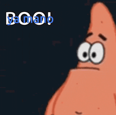 patrick star from spongebob squarepants is pointing at something with his long nose .
