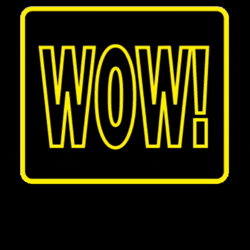 a black and yellow sign that says wow