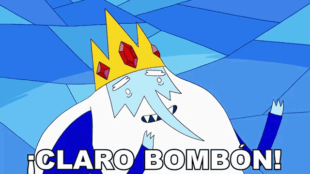 a cartoon character with a crown on his head and the words claro bombon below him