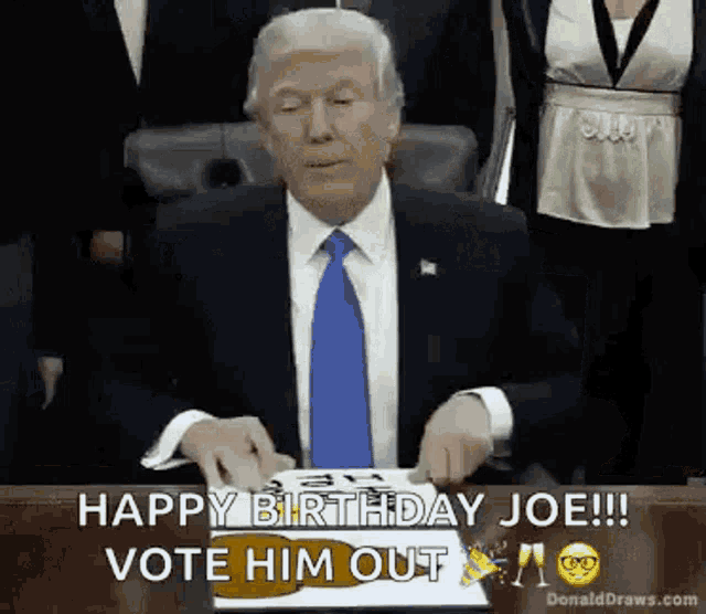 Donald Trump Happy Birthday Joe GIF - Donald Trump Trump Happy Birthday Joe GIFs
