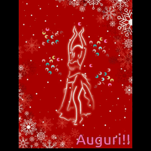 a red background with snowflakes and the words auguri
