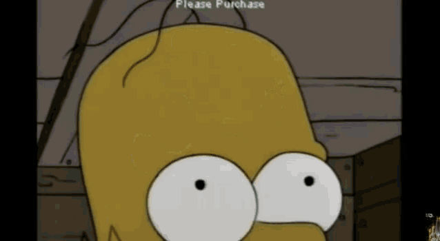 a cartoon of homer simpson with a please purchase message