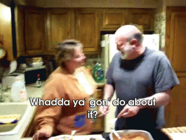 Mom Asks Pop What He'S Gonna Do About It?! GIF - Whaddaya Gon Do About It Paretns Silly GIFs
